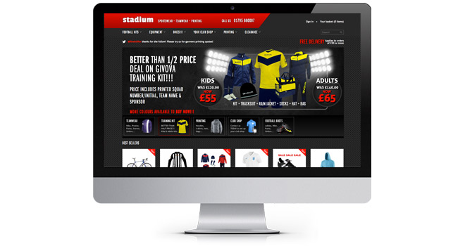 E-commerce website design - Bubblegate: Stadium Sports online shop